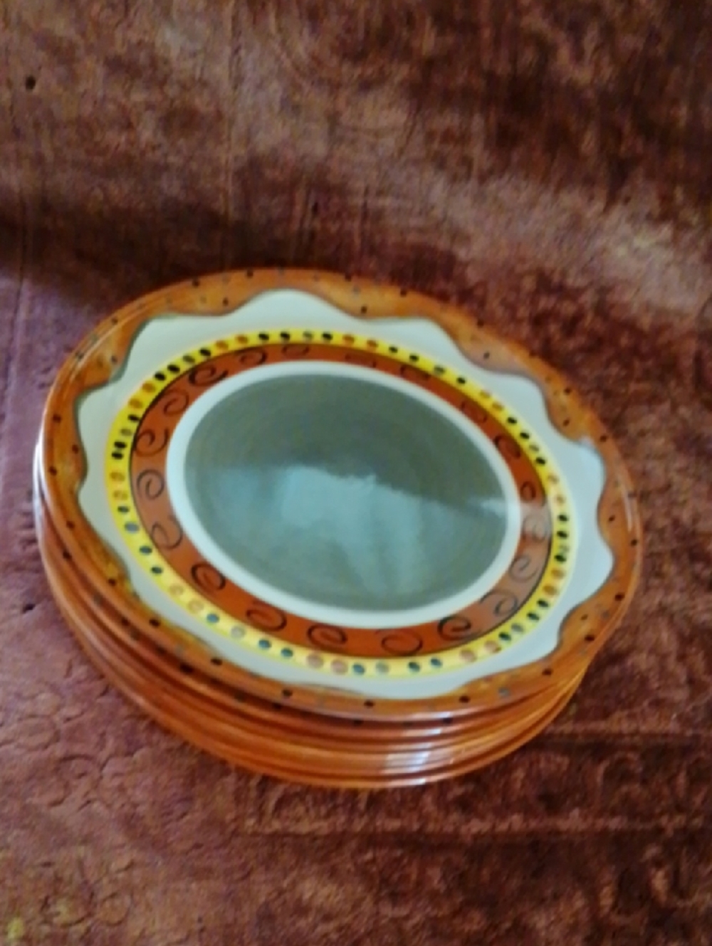 Vintage Libbey multicolor dinner plates made in china set of 7 10 inches